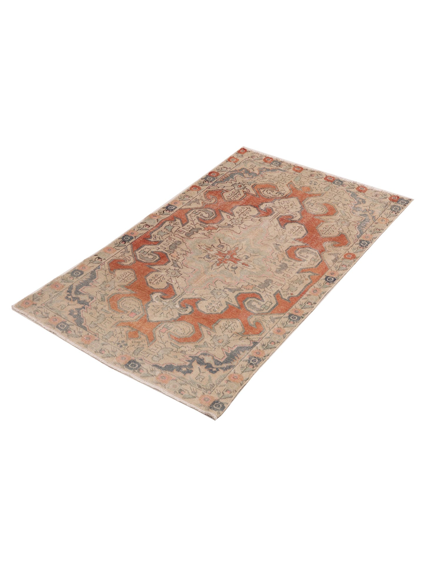 Old Anatolian 154153 Orange Beige 4.2x6.9 Hand Knotted Rug