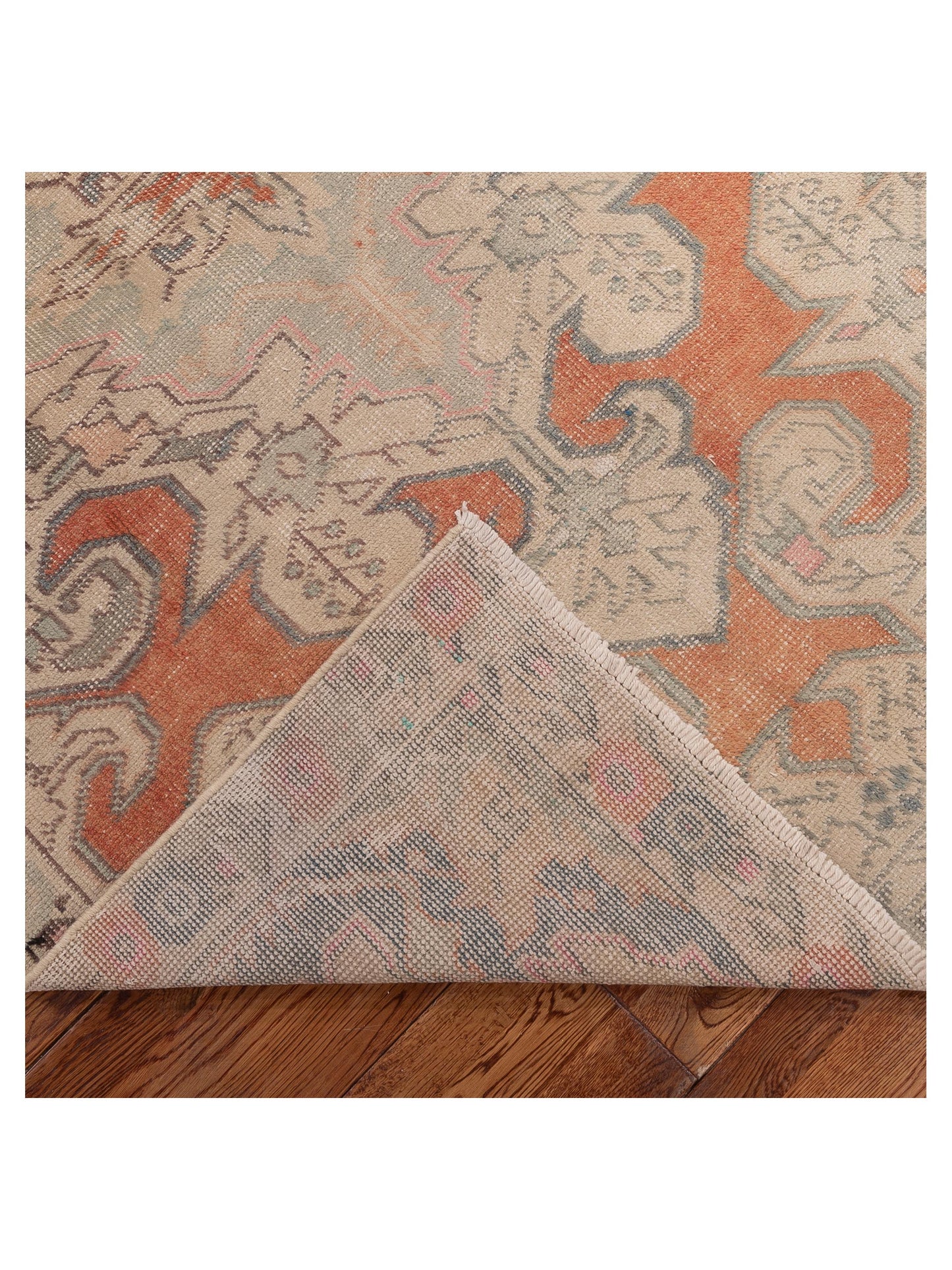 Old Anatolian 154153 Orange Beige 4.2x6.9 Hand Knotted Rug