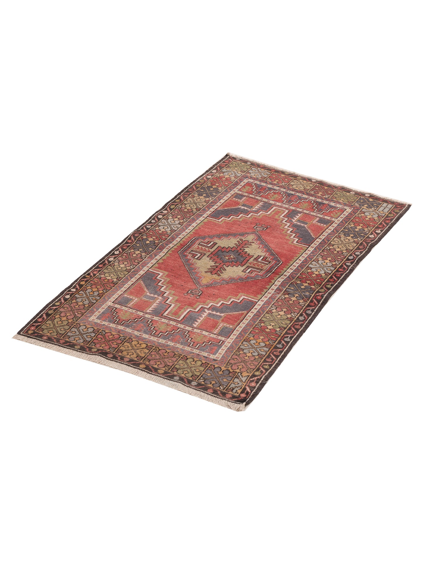 Old Anatolian 154181 Red Charcoal 3.7x5.7 Hand Knotted Rug