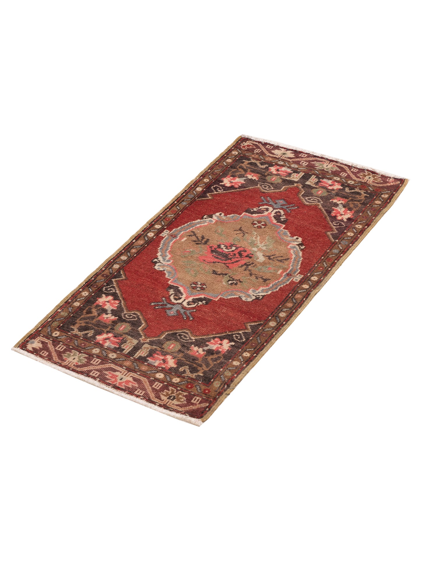 Old Anatolian 154187 Red Brown 1.11x3.10 Hand Knotted Rug