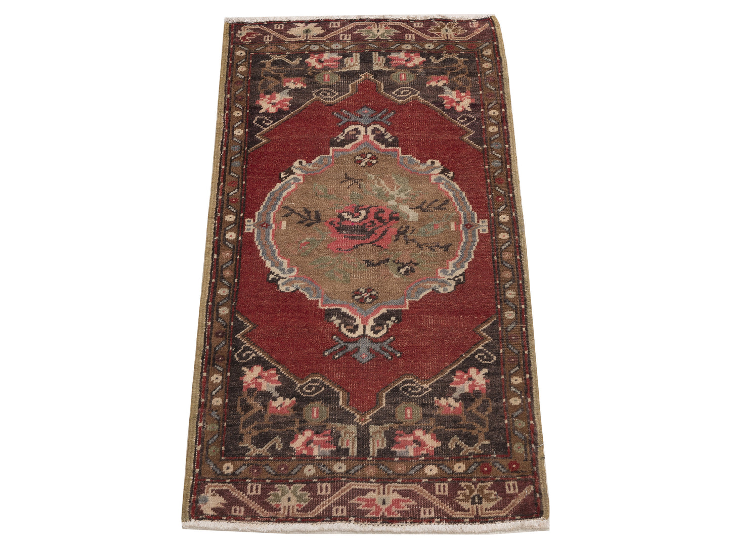 Old Anatolian 154187 Red Brown 1.11x3.10 Hand Knotted Rug