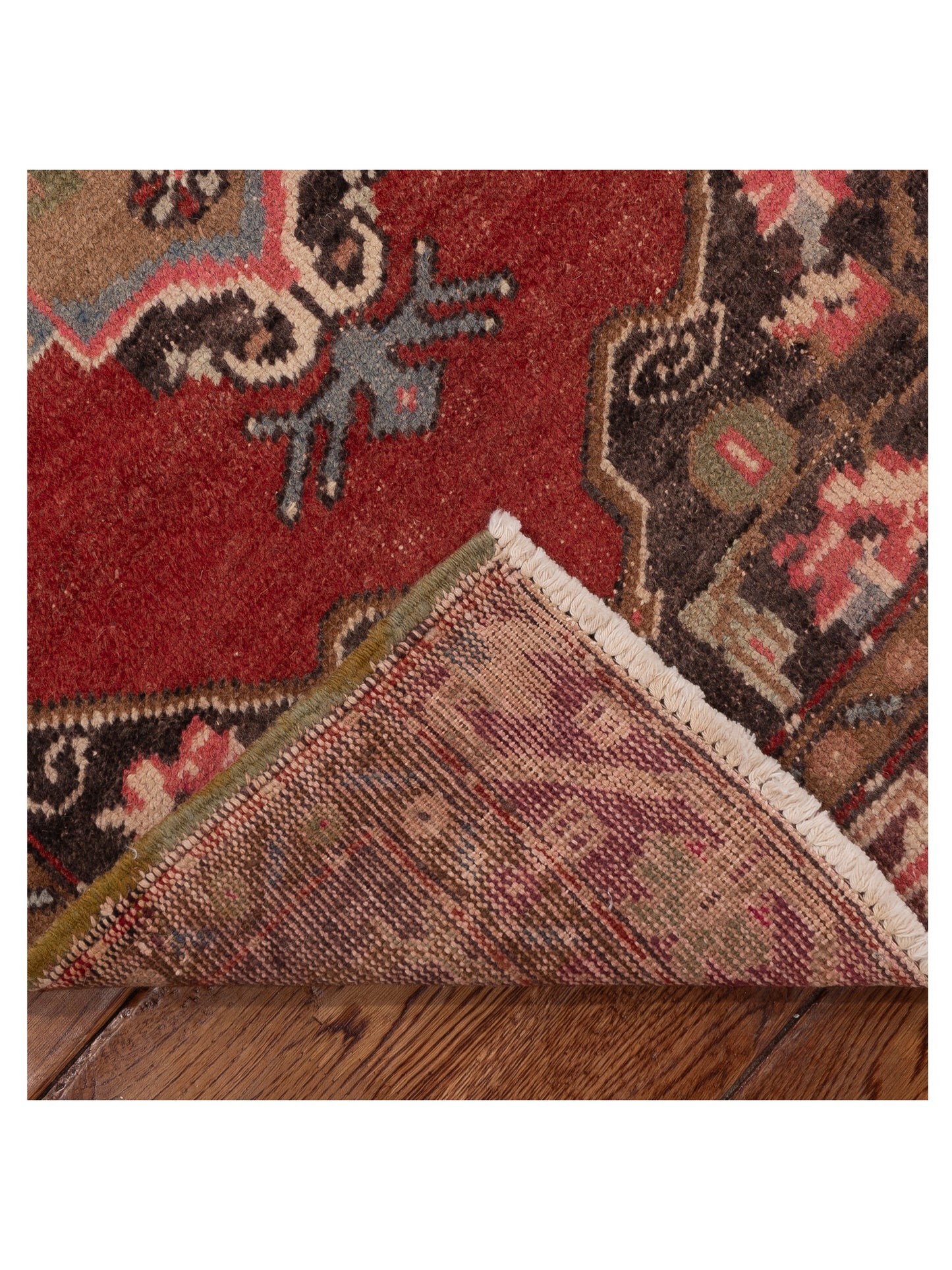 Old Anatolian 154187 Red Brown 1.11x3.10 Hand Knotted Rug