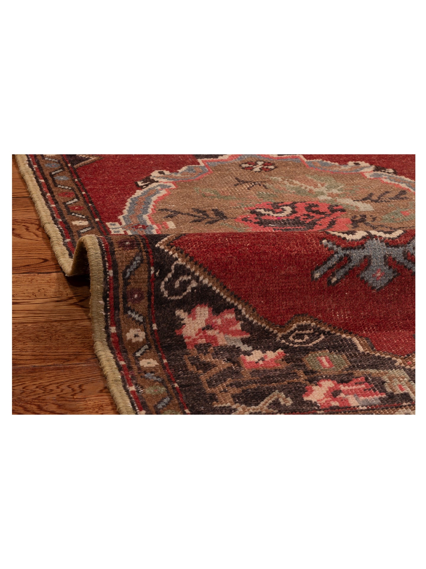 Old Anatolian 154187 Red Brown 1.11x3.10 Hand Knotted Rug