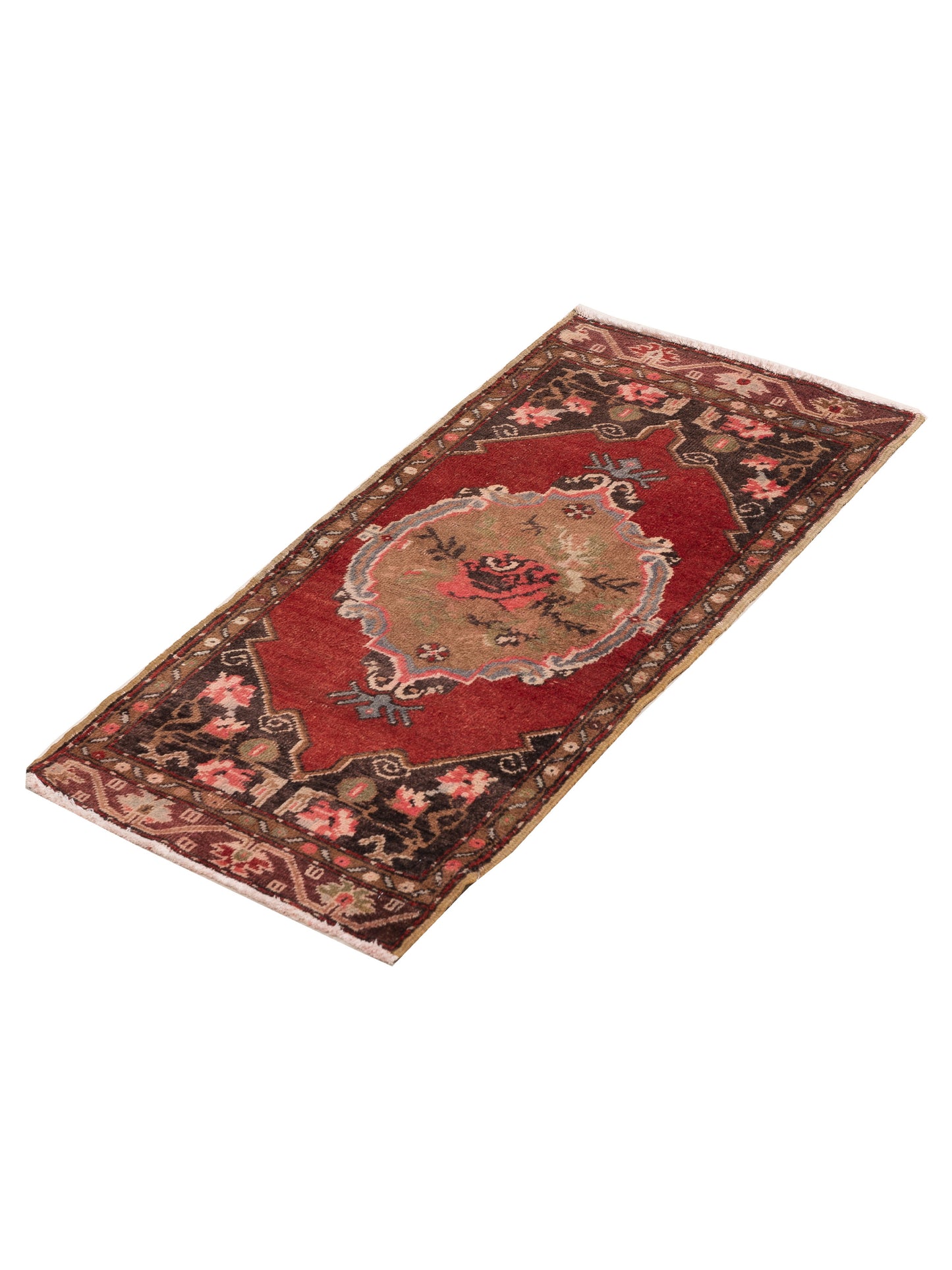 Old Anatolian 154191 Red Brown 1.11x4.2 Hand Knotted Rug