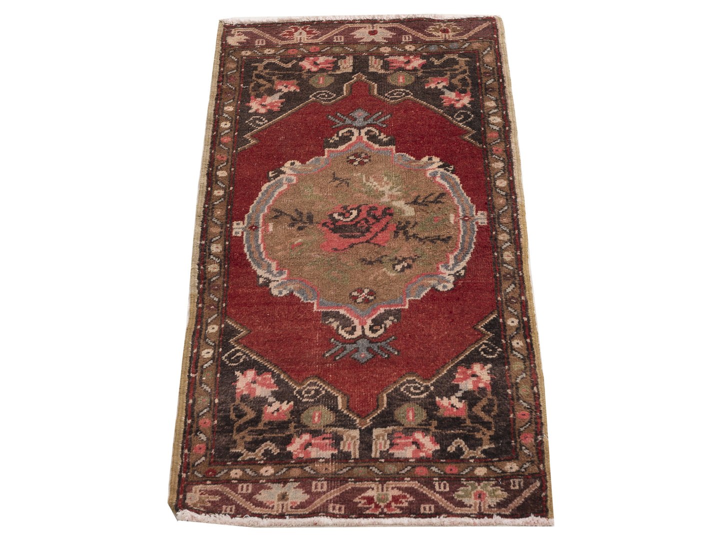 Old Anatolian 154191 Red Brown 1.11x4.2 Hand Knotted Rug