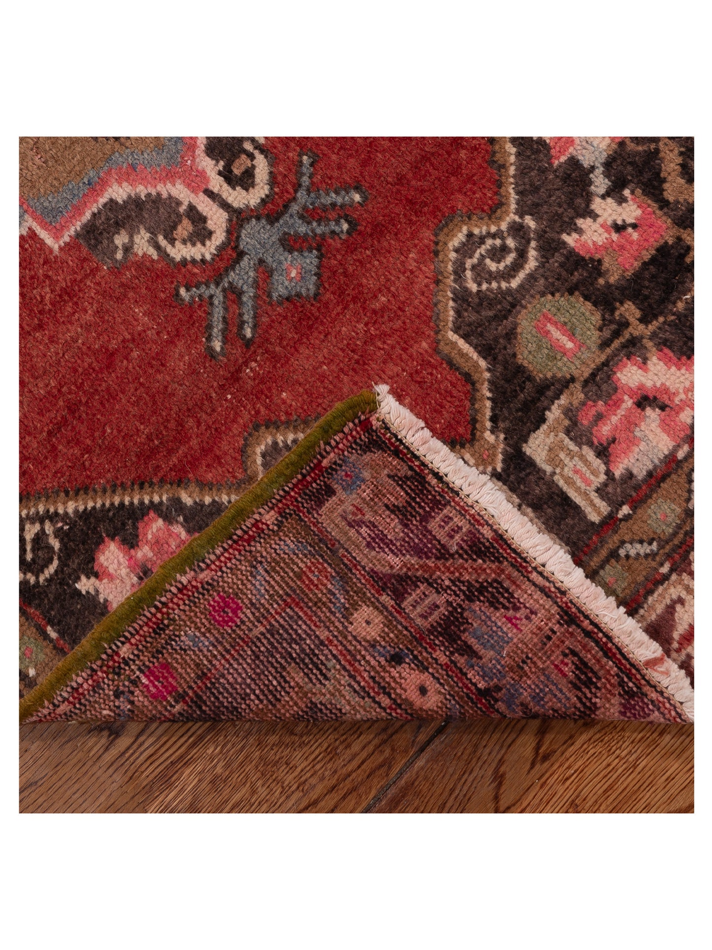 Old Anatolian 154191 Red Brown 1.11x4.2 Hand Knotted Rug