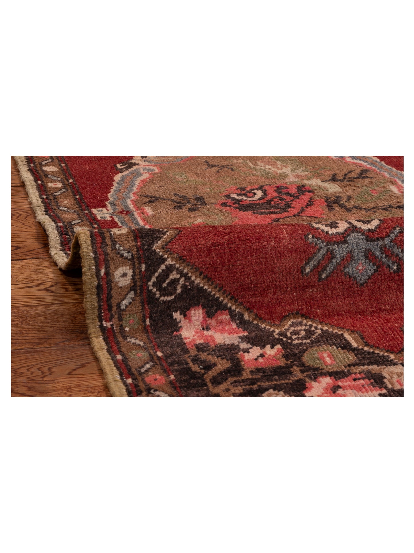 Old Anatolian 154191 Red Brown 1.11x4.2 Hand Knotted Rug