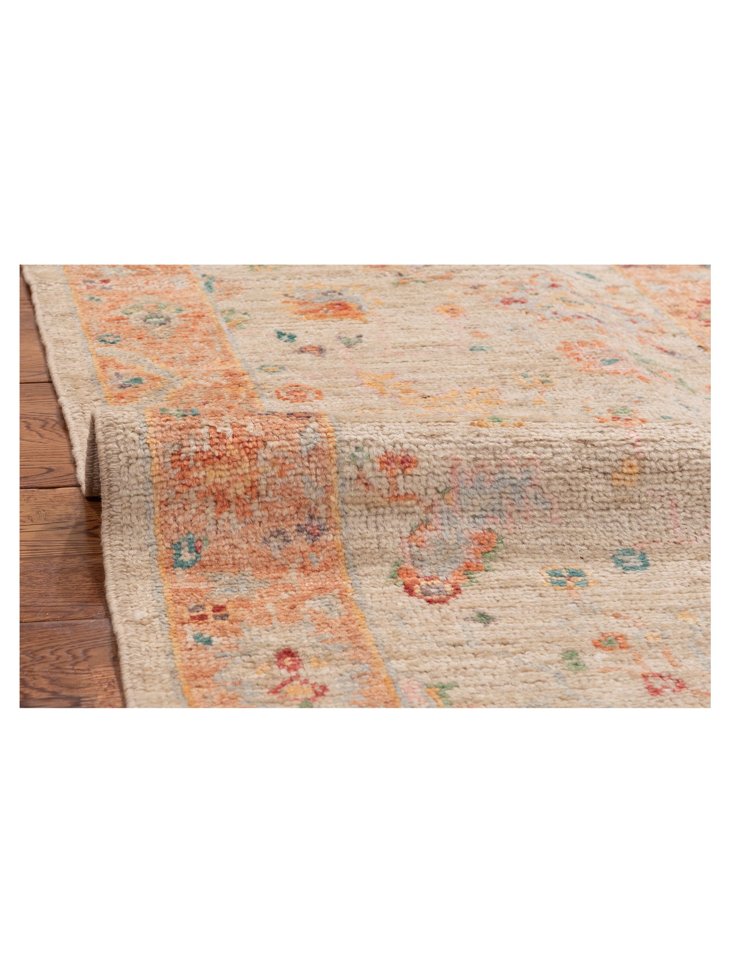 Angora Oushak 154199 Ivory Orange 2.7x13 Hand Knotted Rug