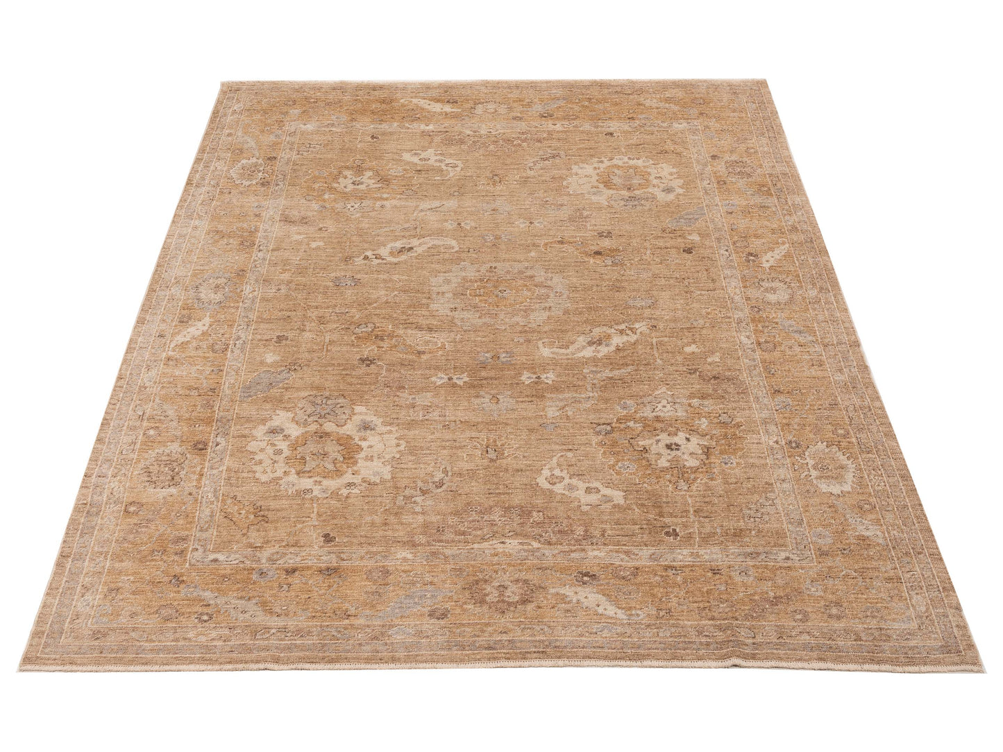 Angora Oushak 154223 Light Brown Brown 9.1x11.3 Hand Knotted Rug