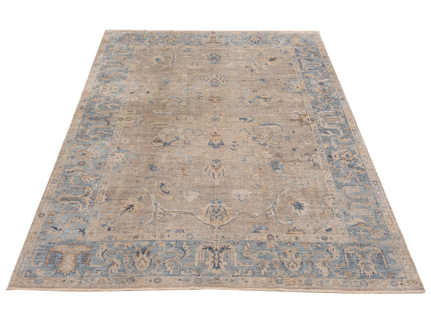 Angora Oushak 154227 Gray Blue 9.9x13.1 Hand Knotted Rug