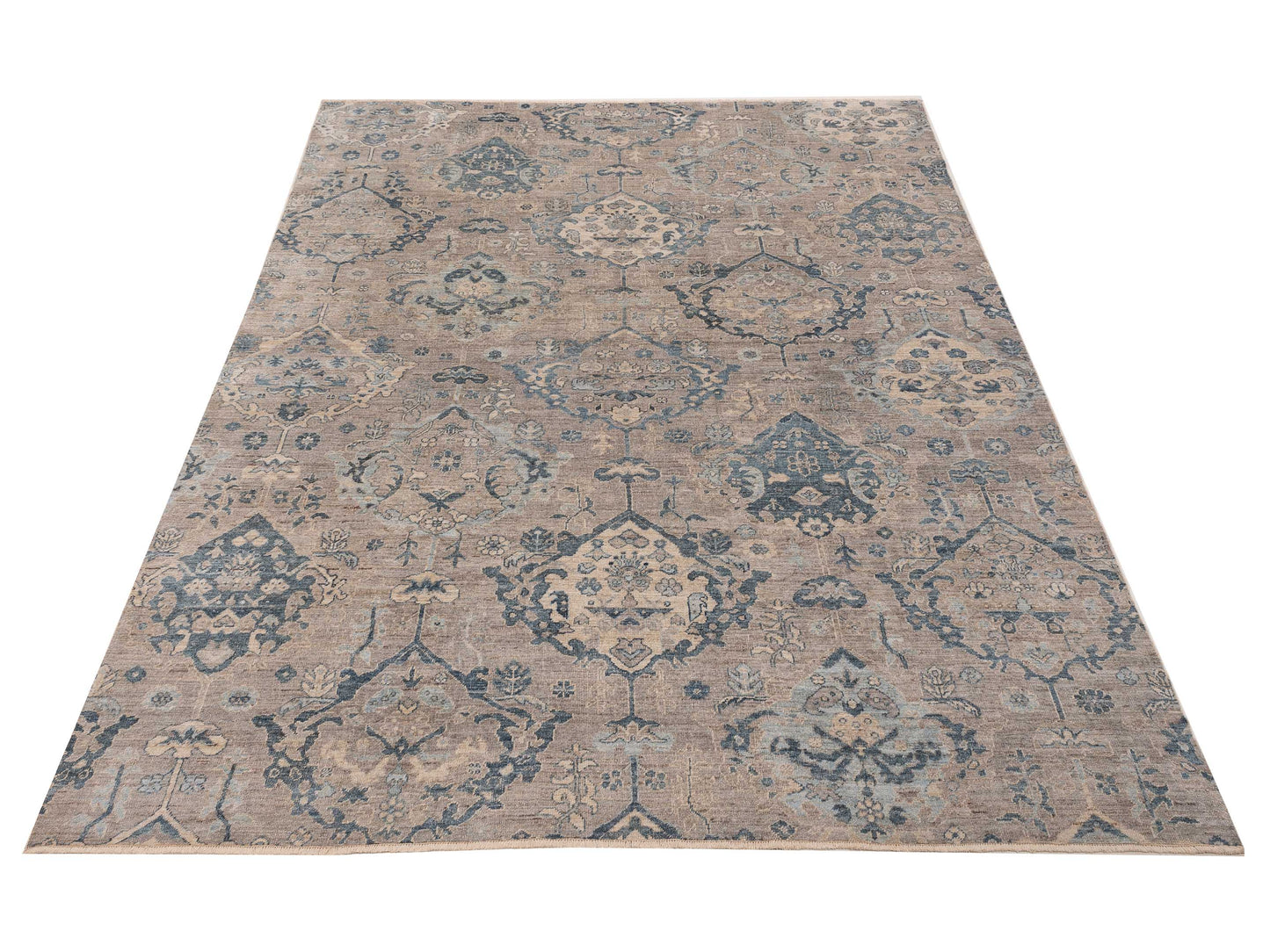 Angora Oushak 154236 Gray Blue 11.5x14.7 Hand Knotted Rug