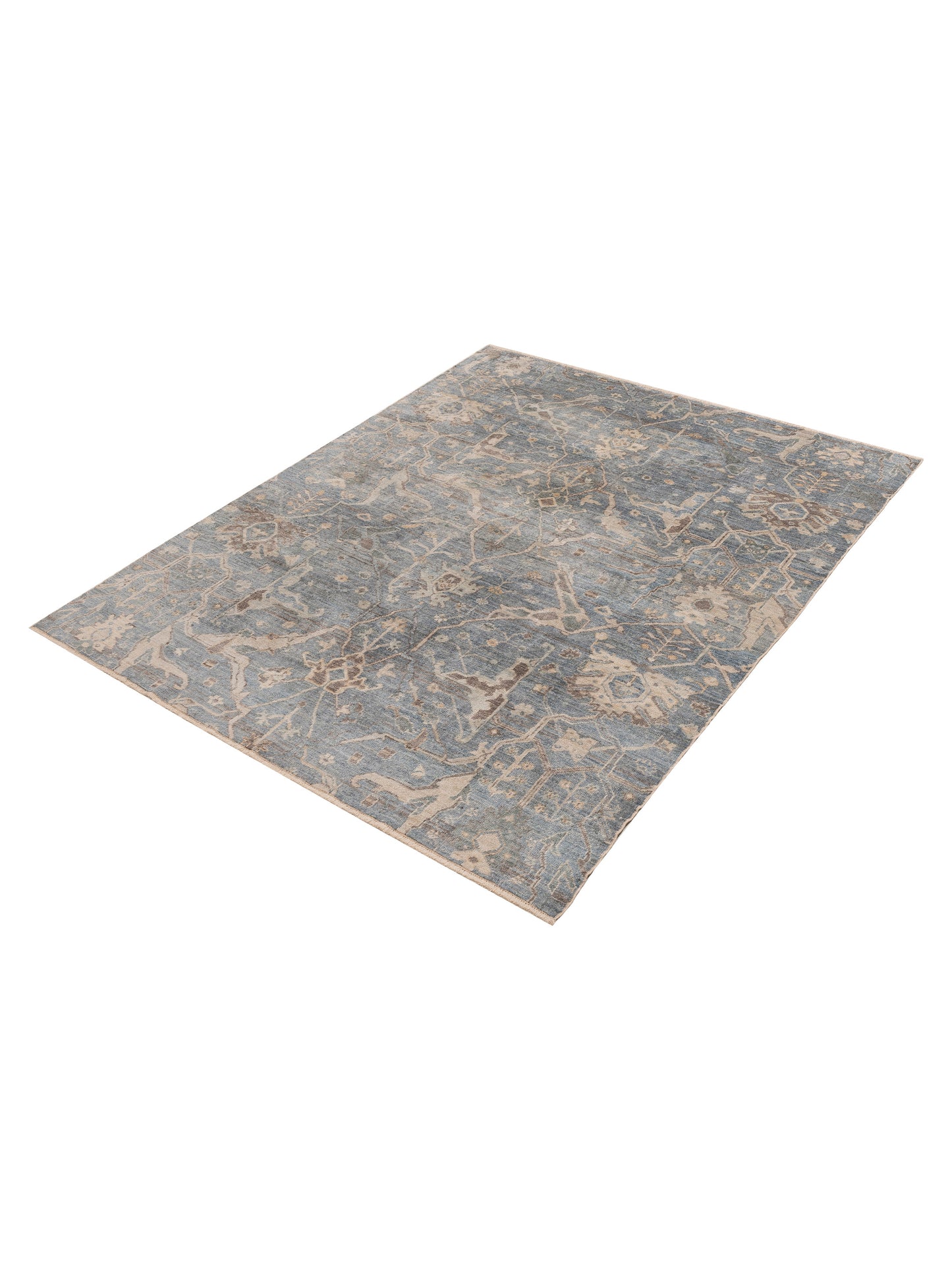 Angora Oushak 154240 Blue Blue 7.8x9.7 Hand Knotted Rug