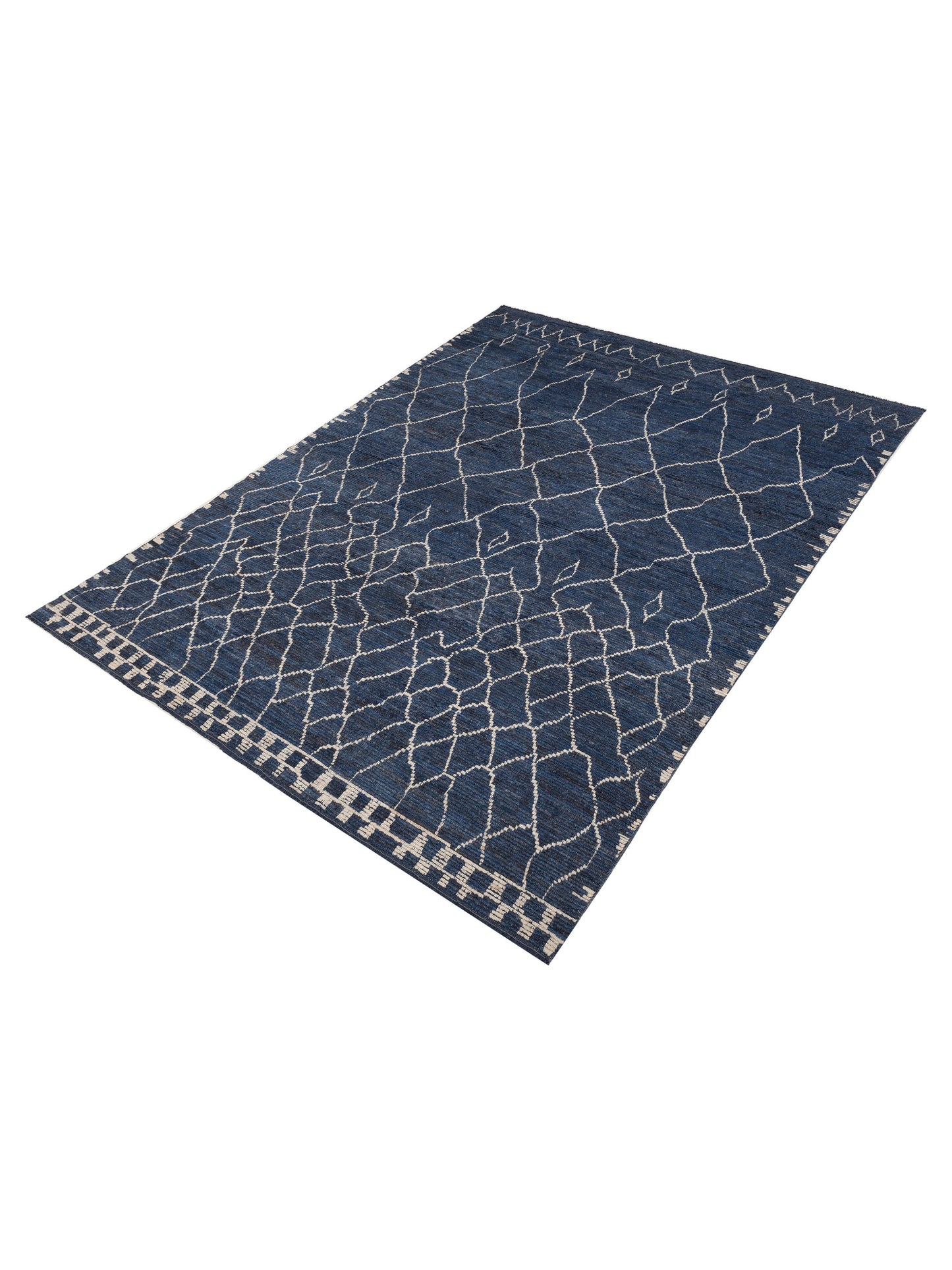 Berber Dark Blue 10.2x13.4 Hand Knotted Rug