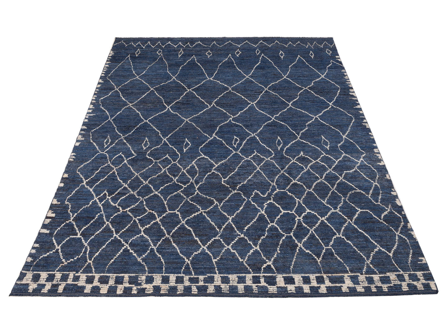 Berber Dark Blue 10.2x13.4 Hand Knotted Rug