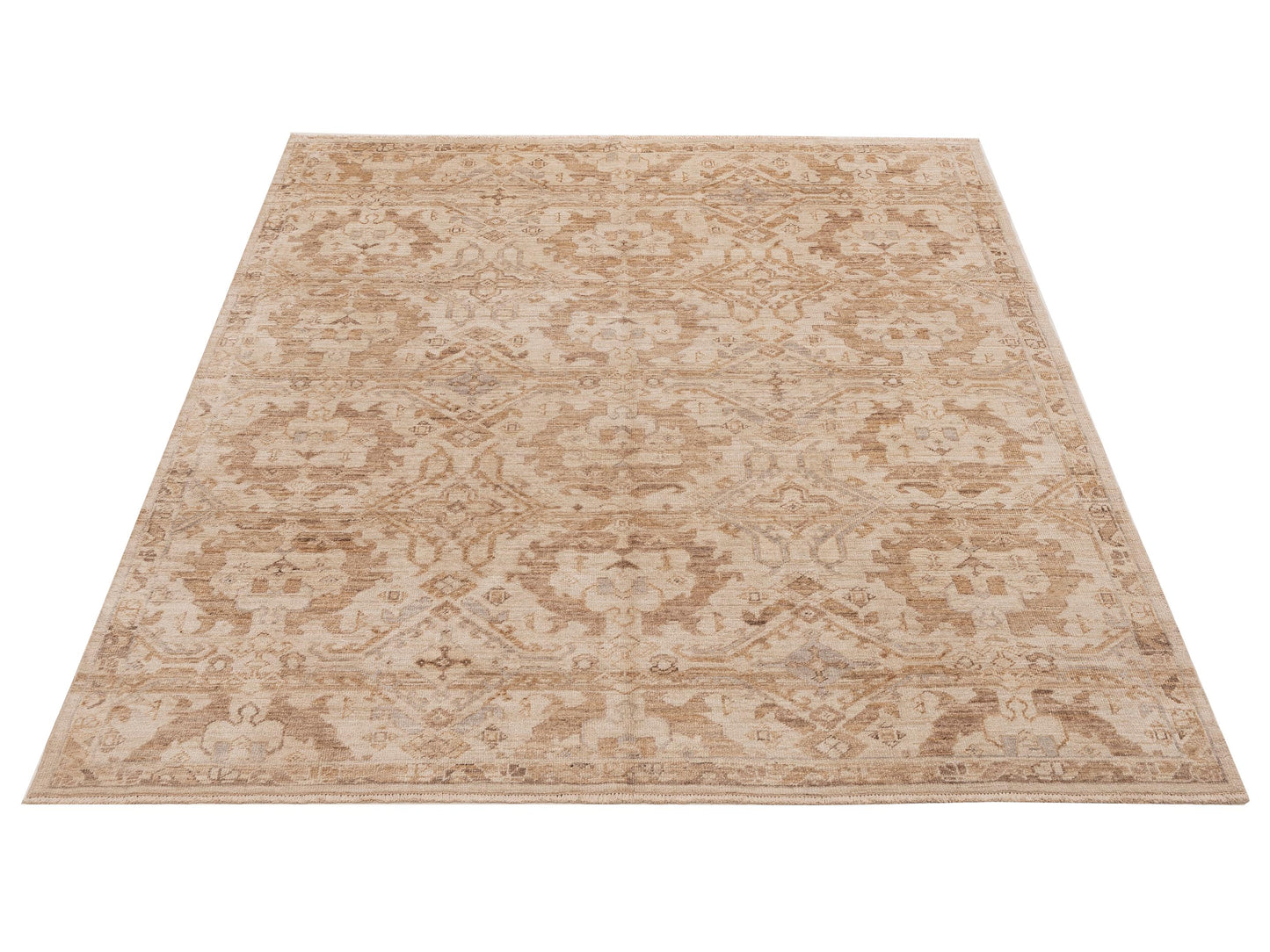 Angora Oushak 154267 Beige Beige 8.3x10.3 Hand Knotted Rug