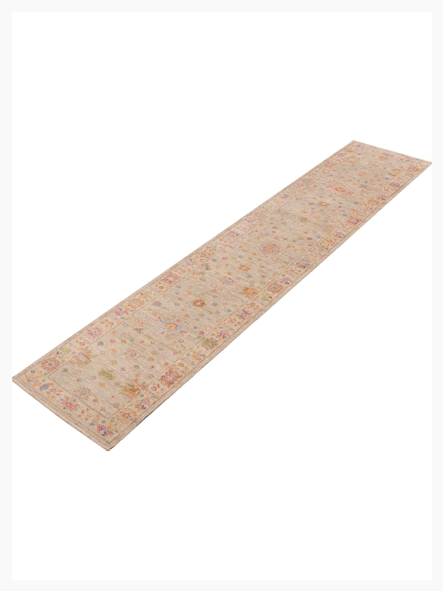 Angora Oushak 154277 Silver Beige 2.6x13.1 Hand Knotted Rug