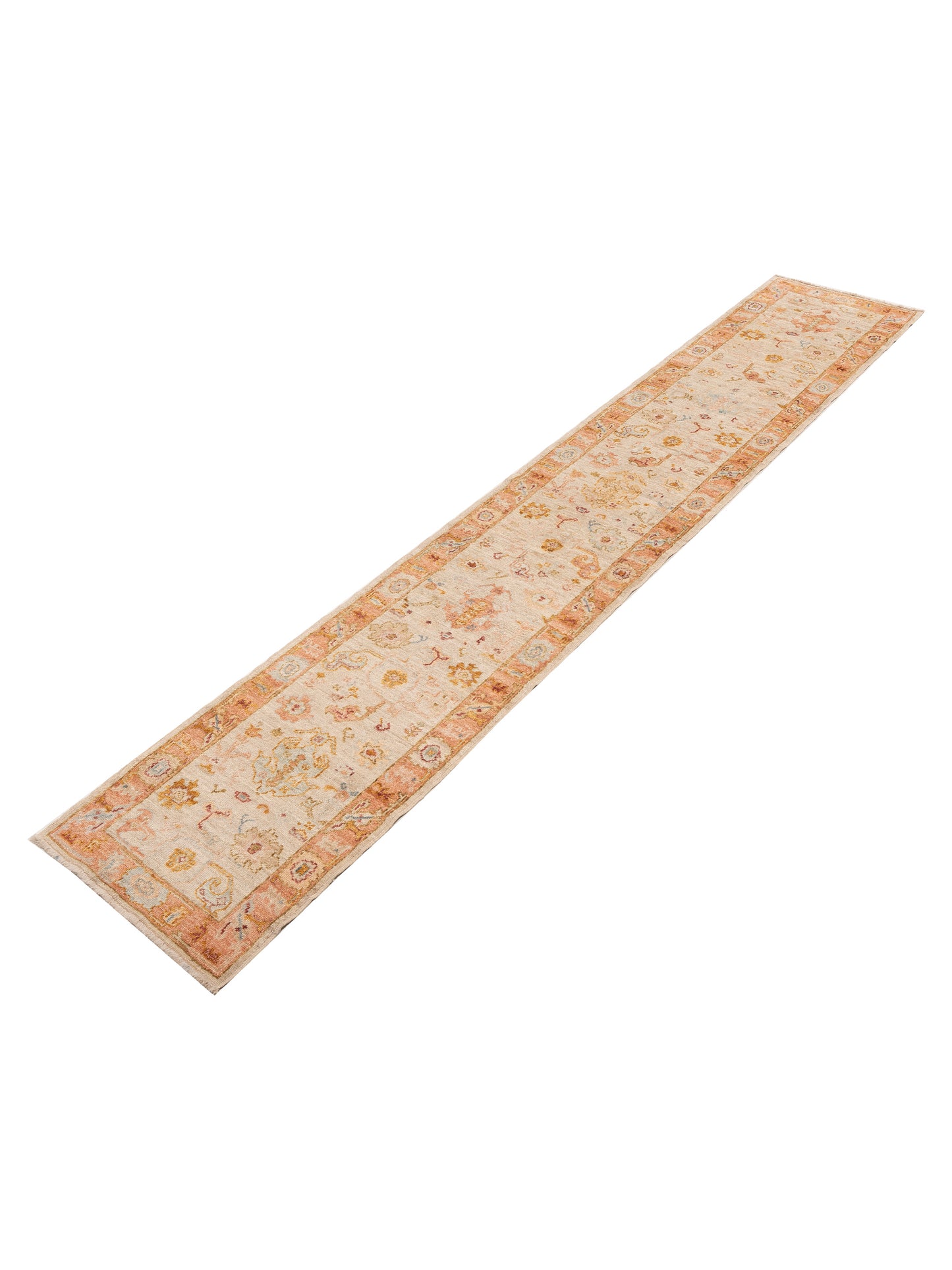 Angora Oushak 154280 Beige Pink 2.6x14.9 Hand Knotted Rug