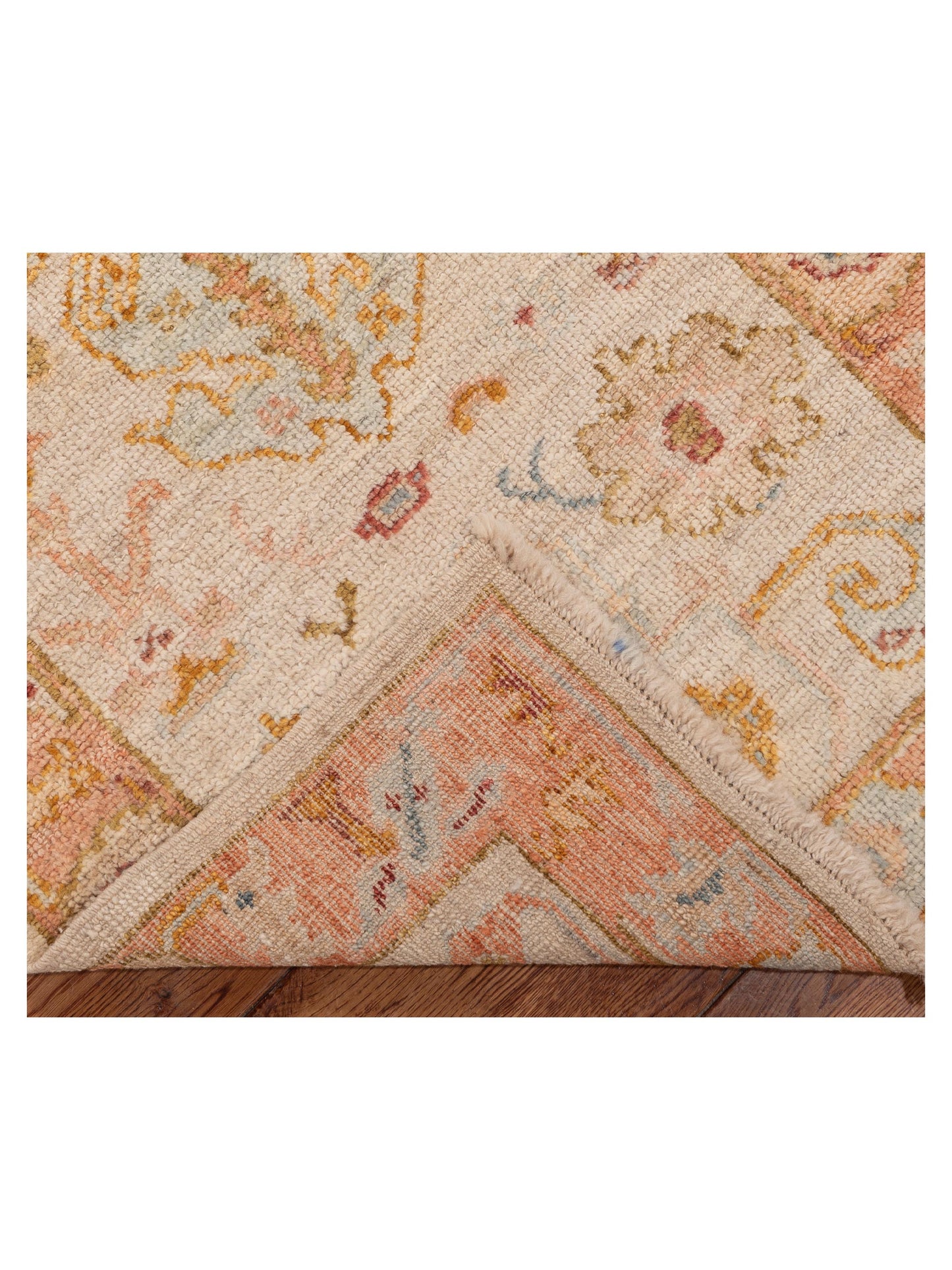 Angora Oushak 154280 Beige Pink 2.6x14.9 Hand Knotted Rug
