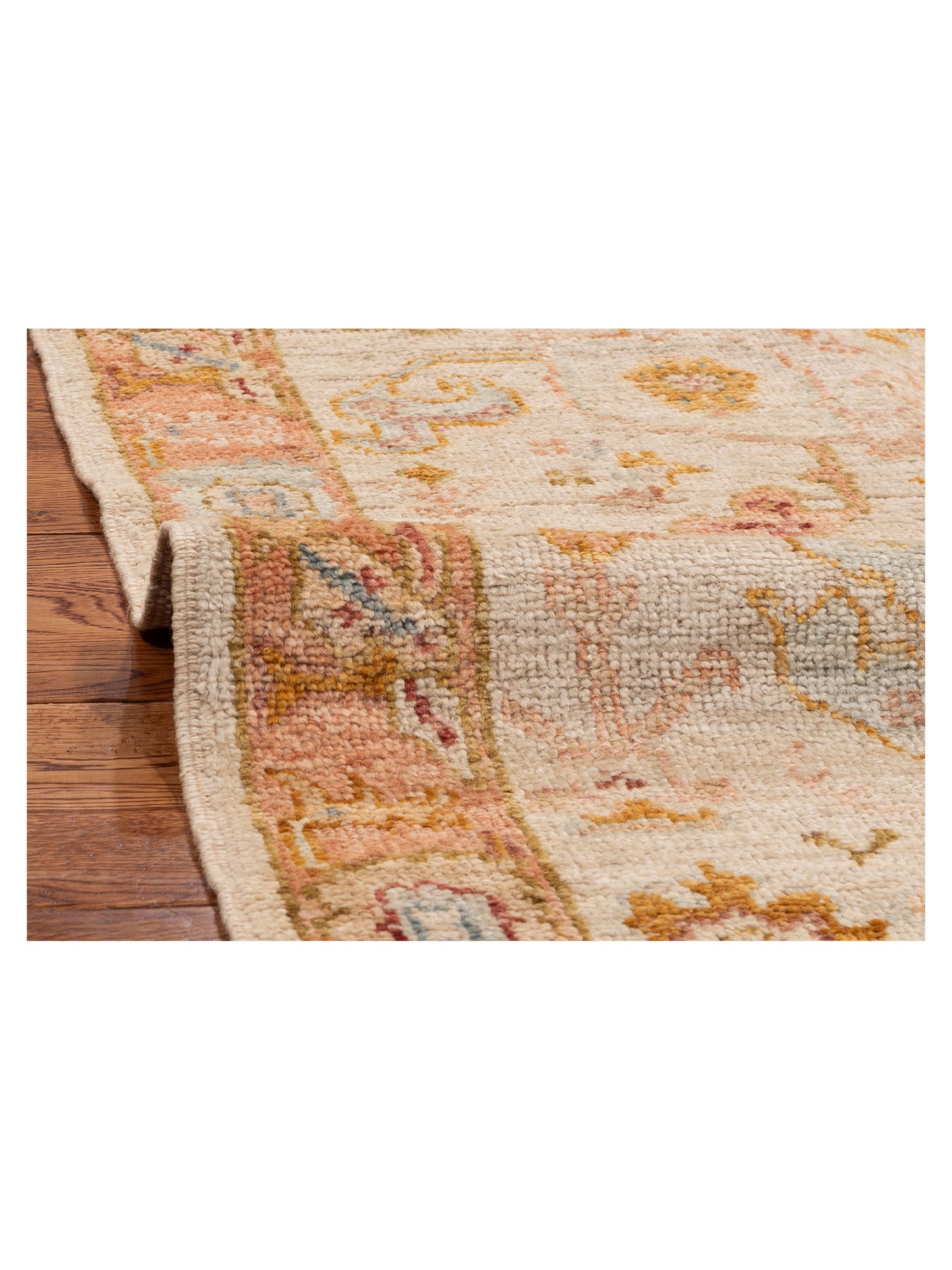 Angora Oushak 154280 Beige Pink 2.6x14.9 Hand Knotted Rug