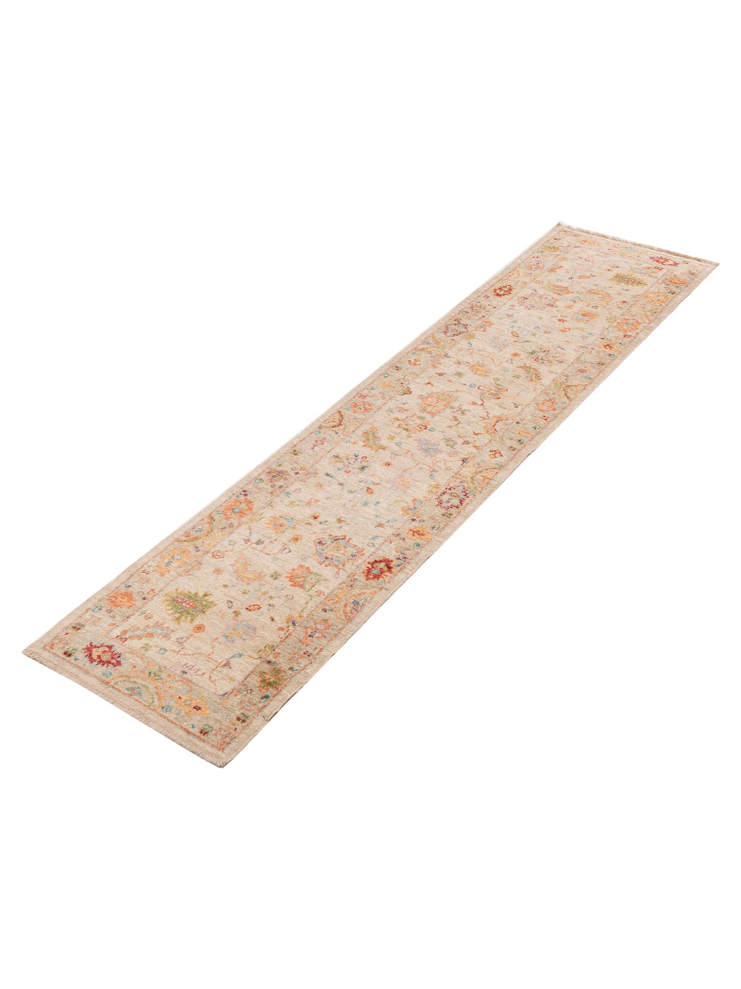 Angora Oushak 154283 Ivory Ivory 2.6x11.5 Hand Knotted Rug