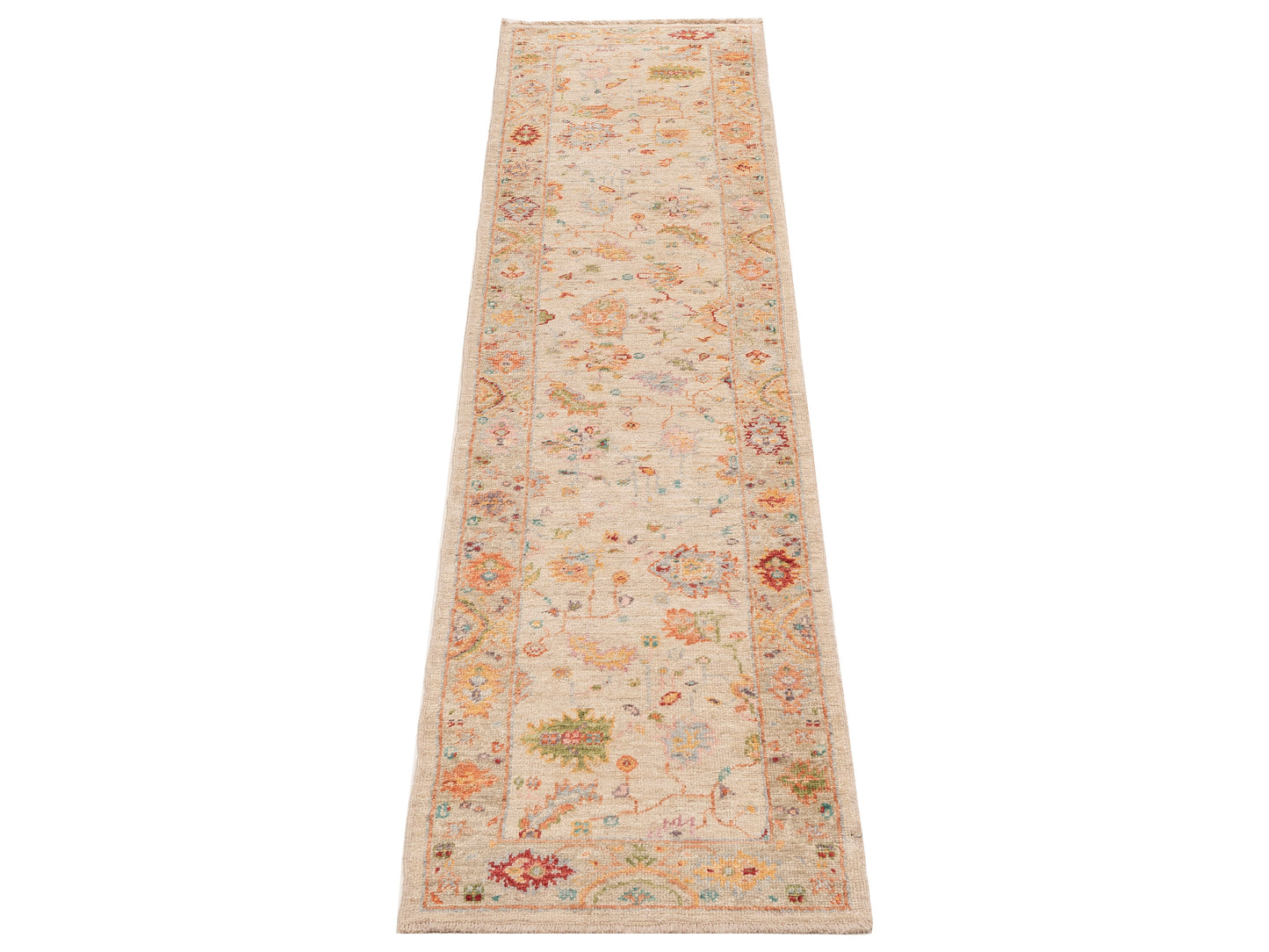 Angora Oushak 154283 Ivory Ivory 2.6x11.5 Hand Knotted Rug