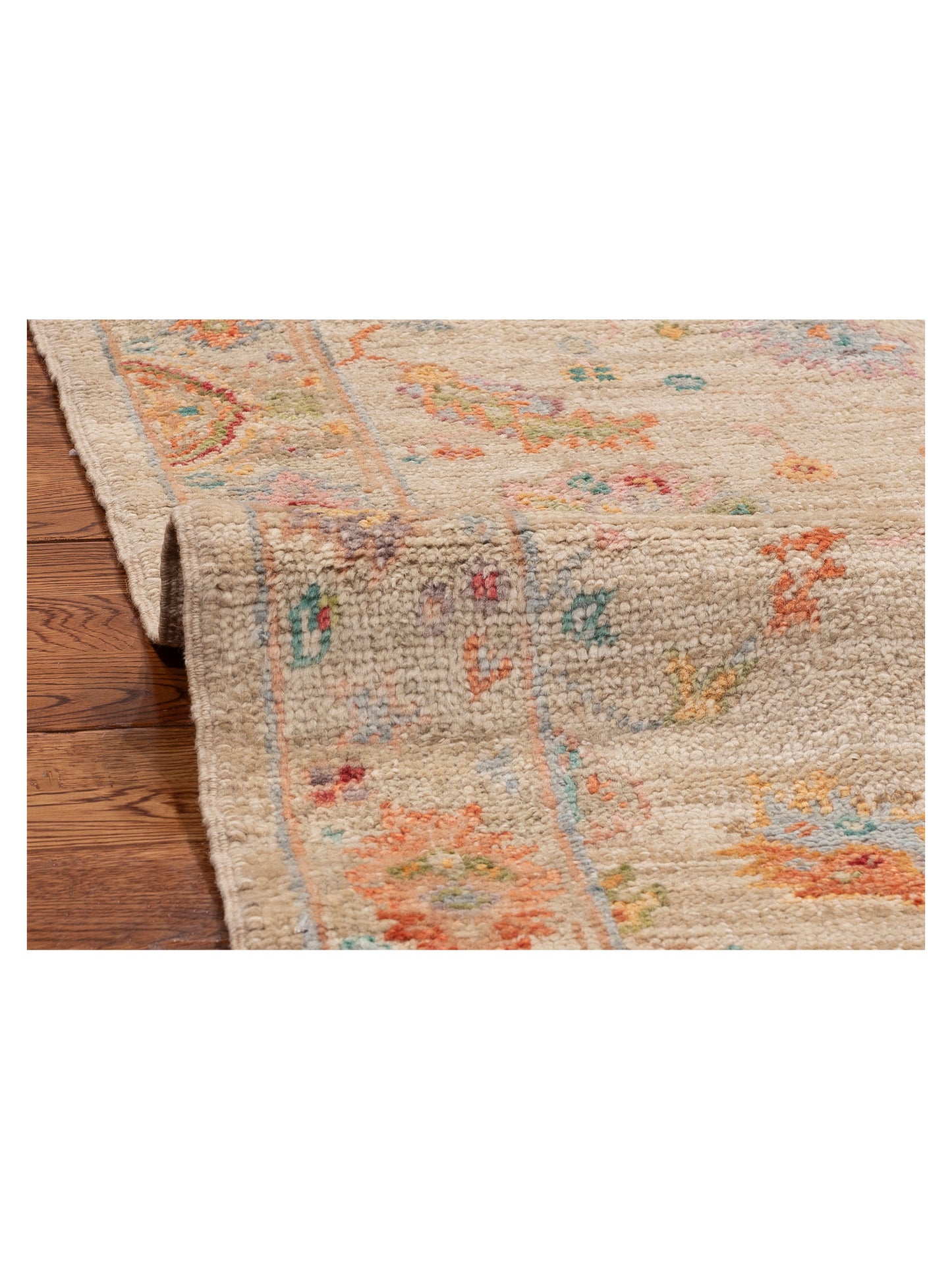 Angora Oushak 154284 Ivory Silver 2.5x9.5 Hand Knotted Rug