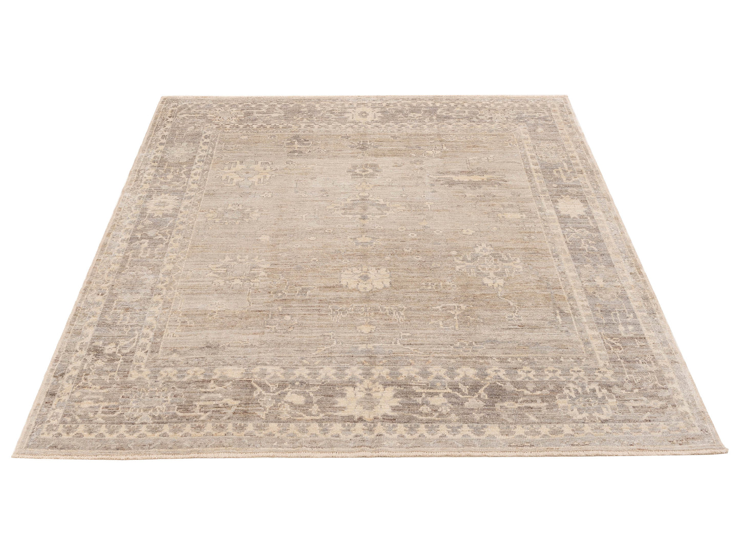 Angora Oushak 154285 Gray Gray 8.4x9.8 Hand Knotted Rug