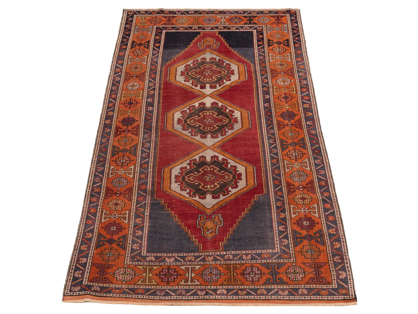 Old Anatolian 154337 Red Orange 4.1x8.8 Hand Knotted Rug