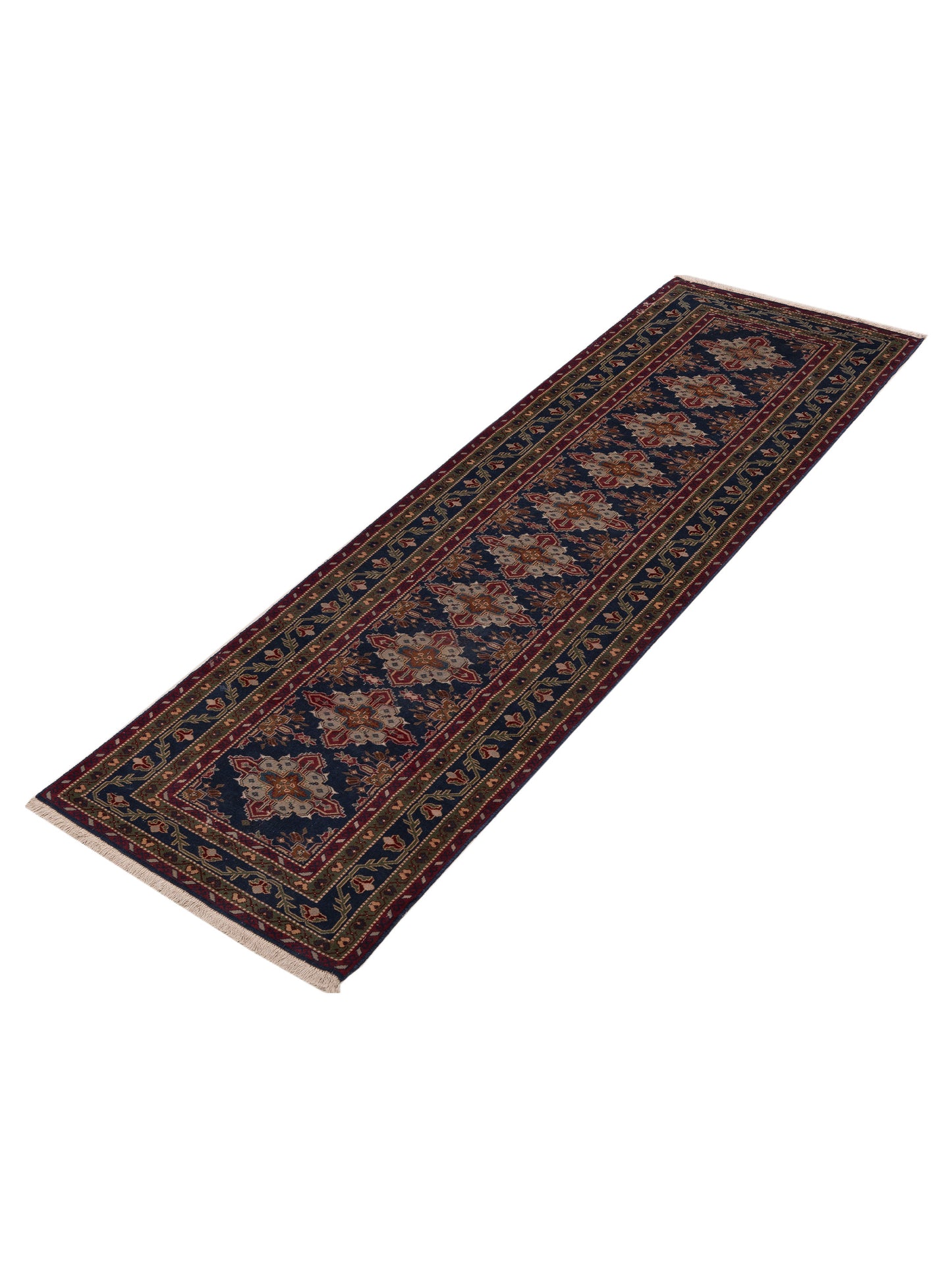 Antique Loom 154353 Blue Green 3.1x10.1 Hand Knotted Rug