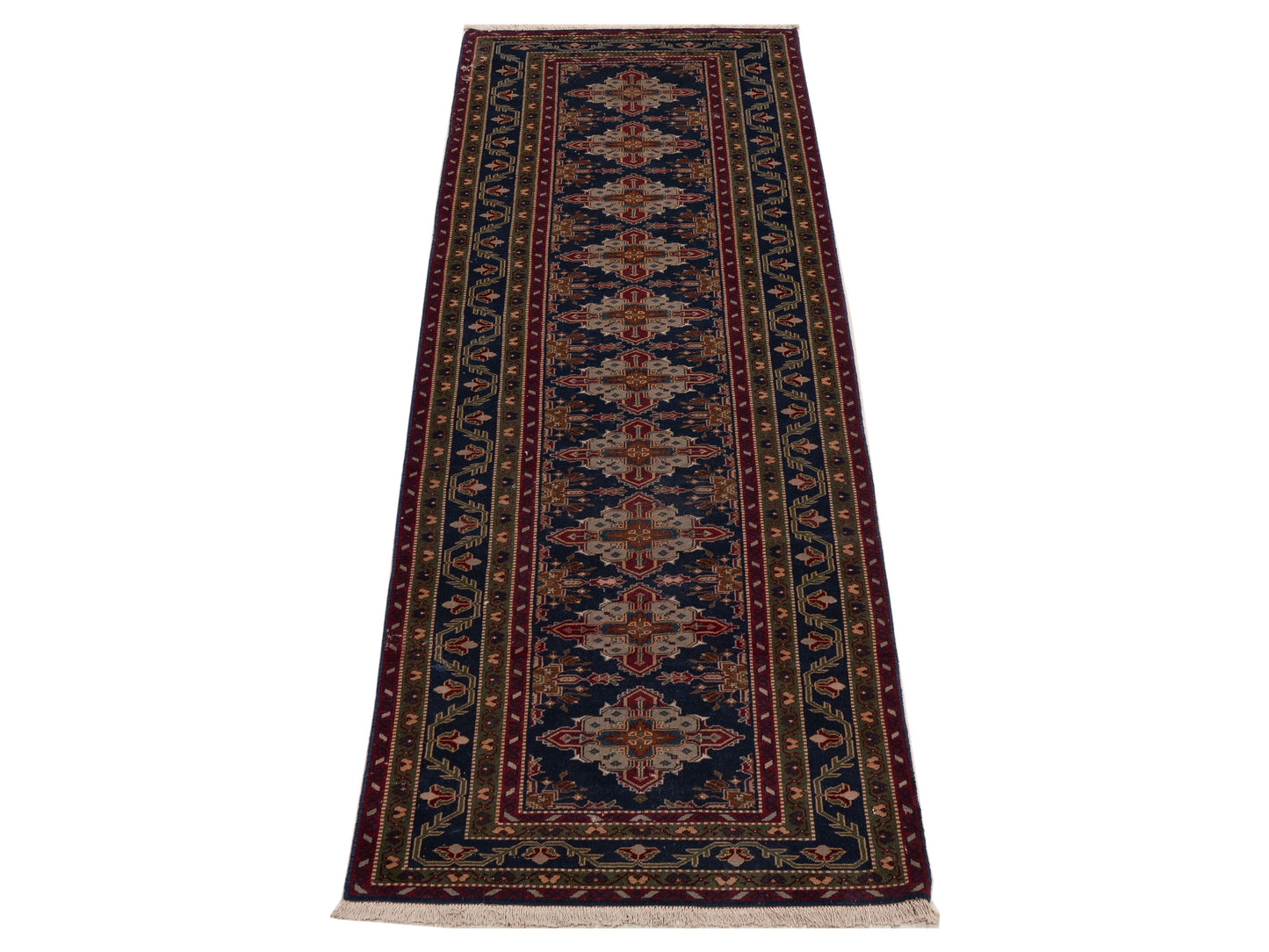 Antique Loom 154353 Blue Green 3.1x10.1 Hand Knotted Rug