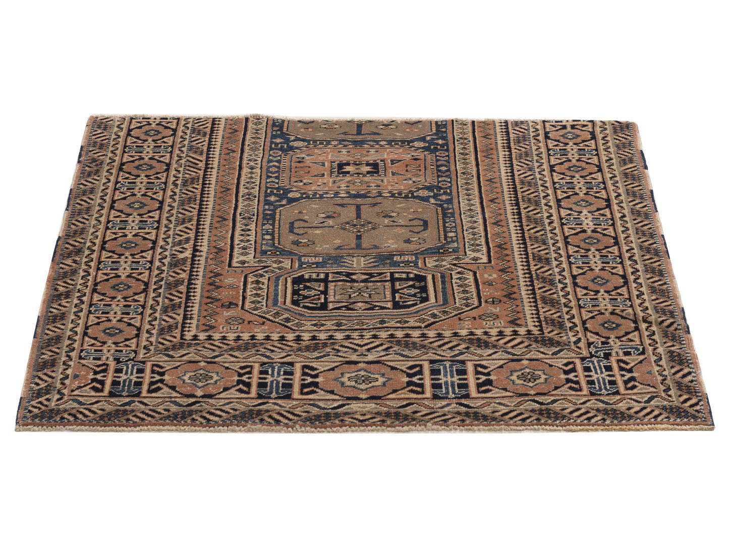 Turkish Shirwan 154361 Orange Blue 4x4.5 Hand Knotted Rug