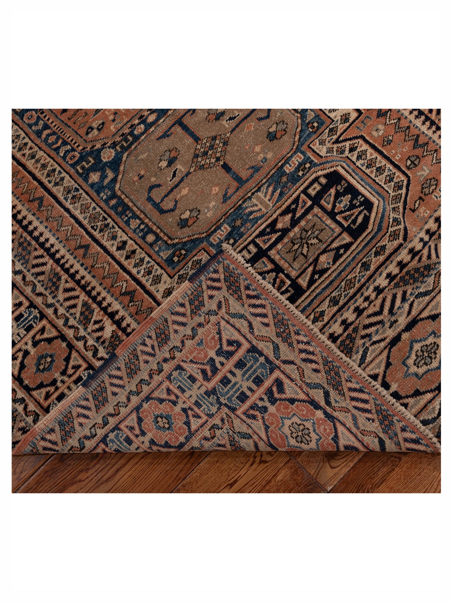 Turkish Shirwan 154361 Orange Blue 4x4.5 Hand Knotted Rug