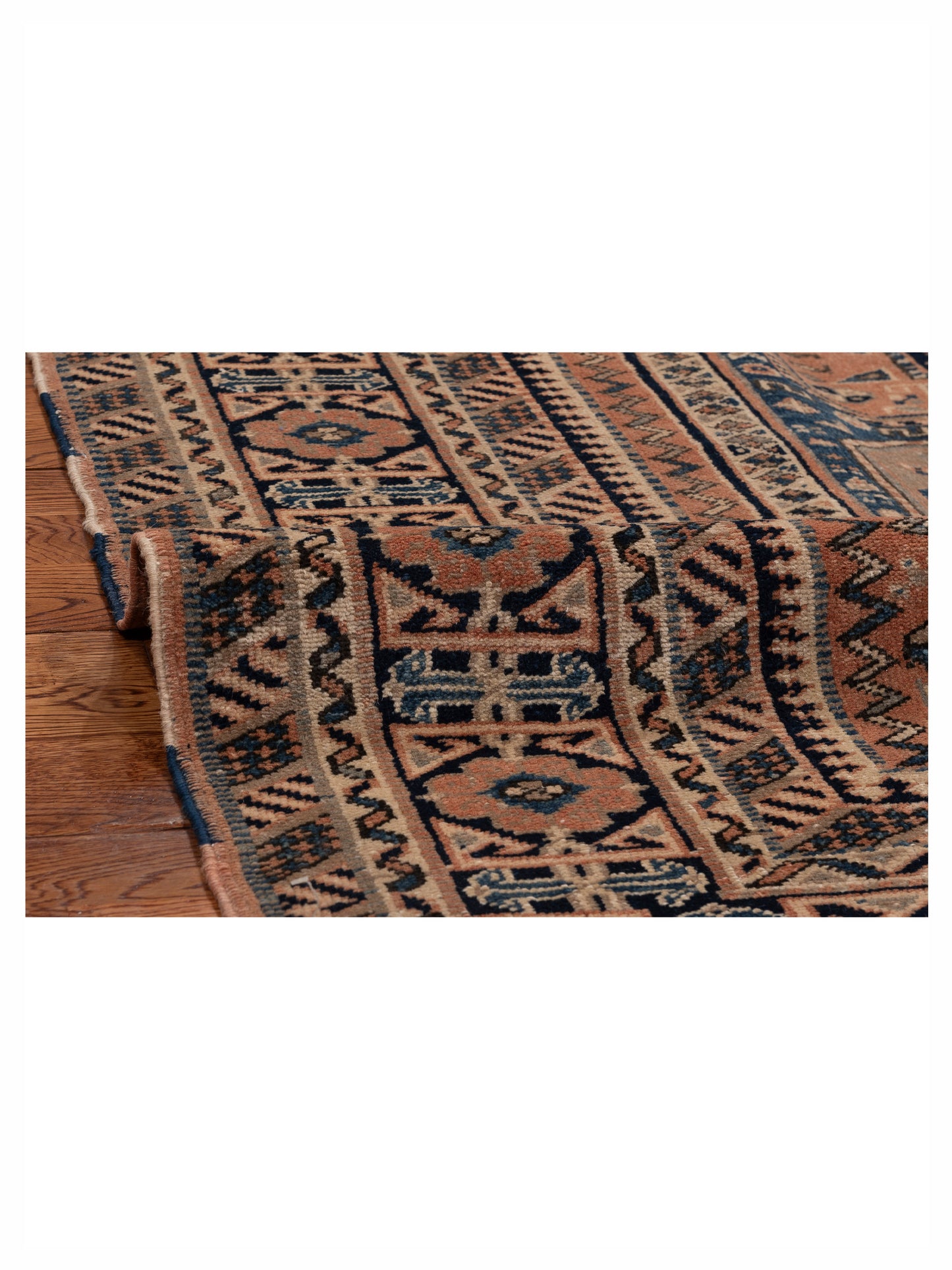 Turkish Shirwan 154361 Orange Blue 4x4.5 Hand Knotted Rug