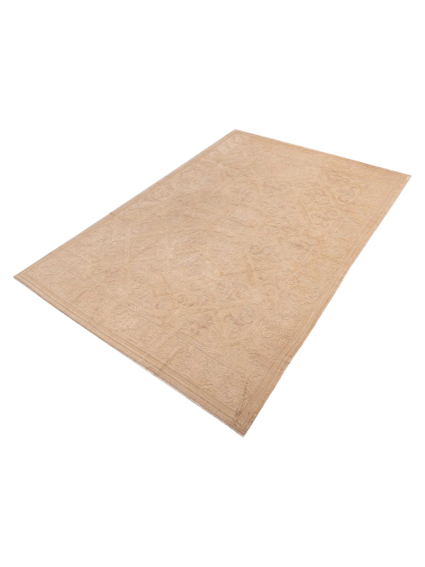 Vintage 154393 Beige Beige 9.9x14 Hand Knotted Rug