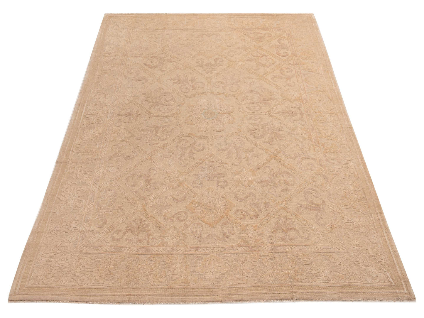 Vintage 154393 Beige Beige 9.9x14 Hand Knotted Rug