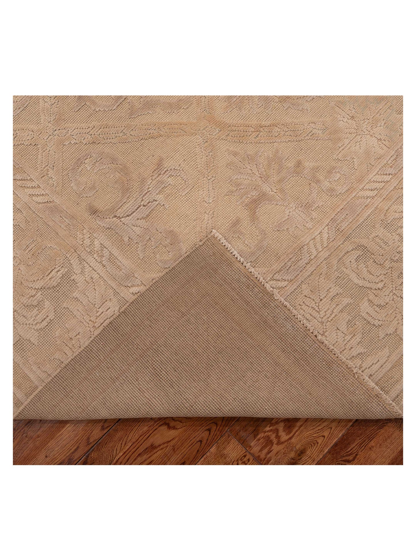 Vintage 154393 Beige Beige 9.9x14 Hand Knotted Rug