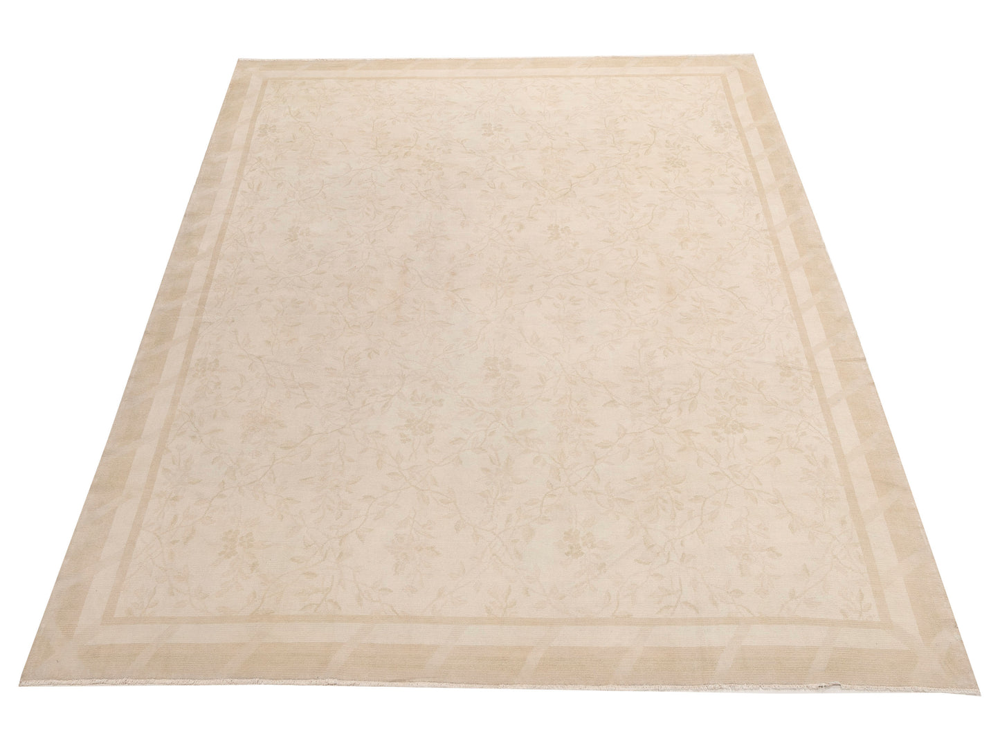 Vintage 154396 Beige Beige 9.9x12.11 Hand Knotted Rug