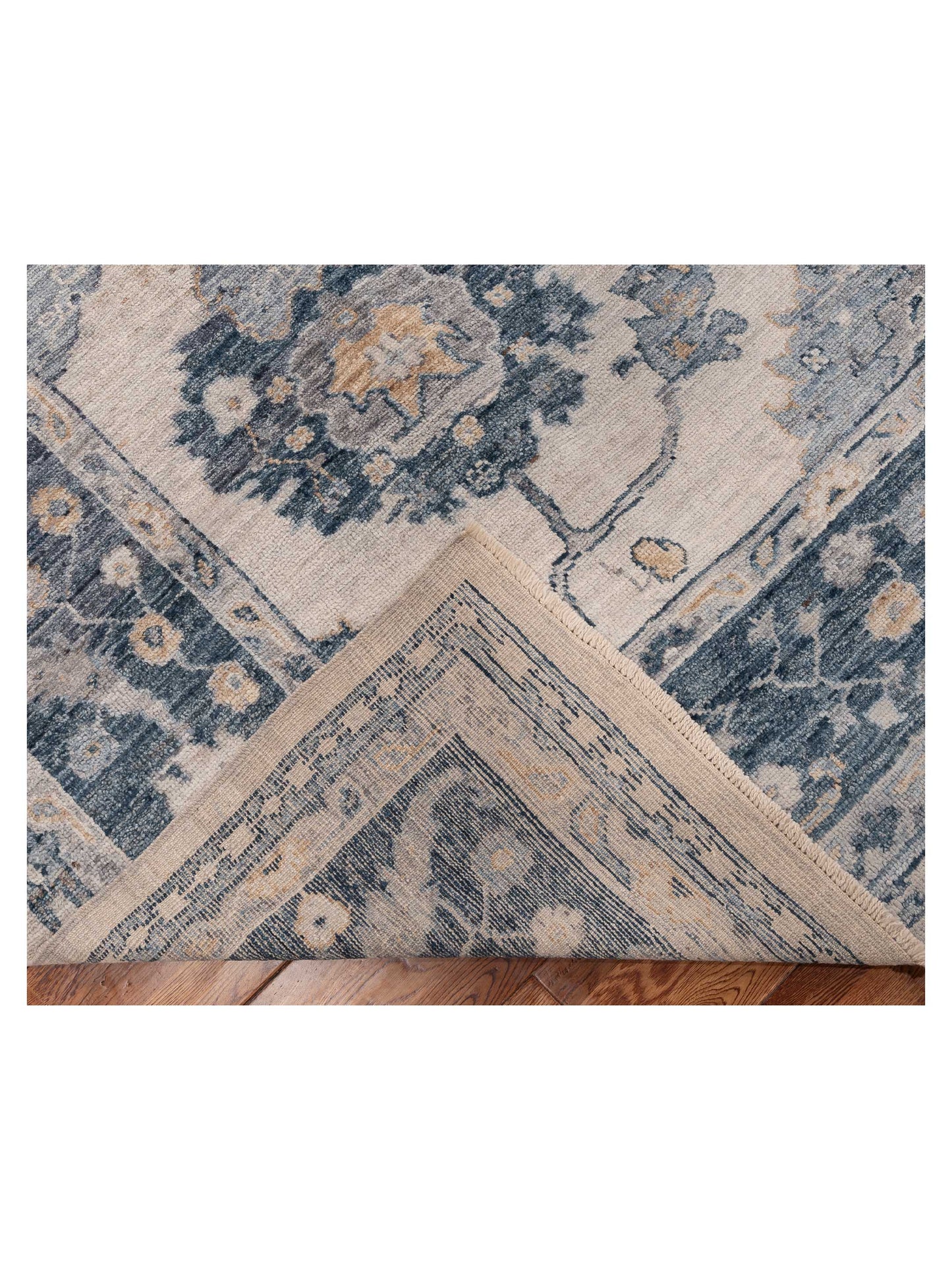 Angora Oushak 154411 Ivory Blue 9x11.10 Hand Knotted Rug
