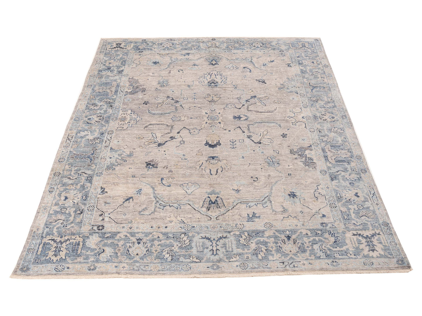 Angora Oushak 154414 Blue Gray 9.2x11.7 Hand Knotted Rug