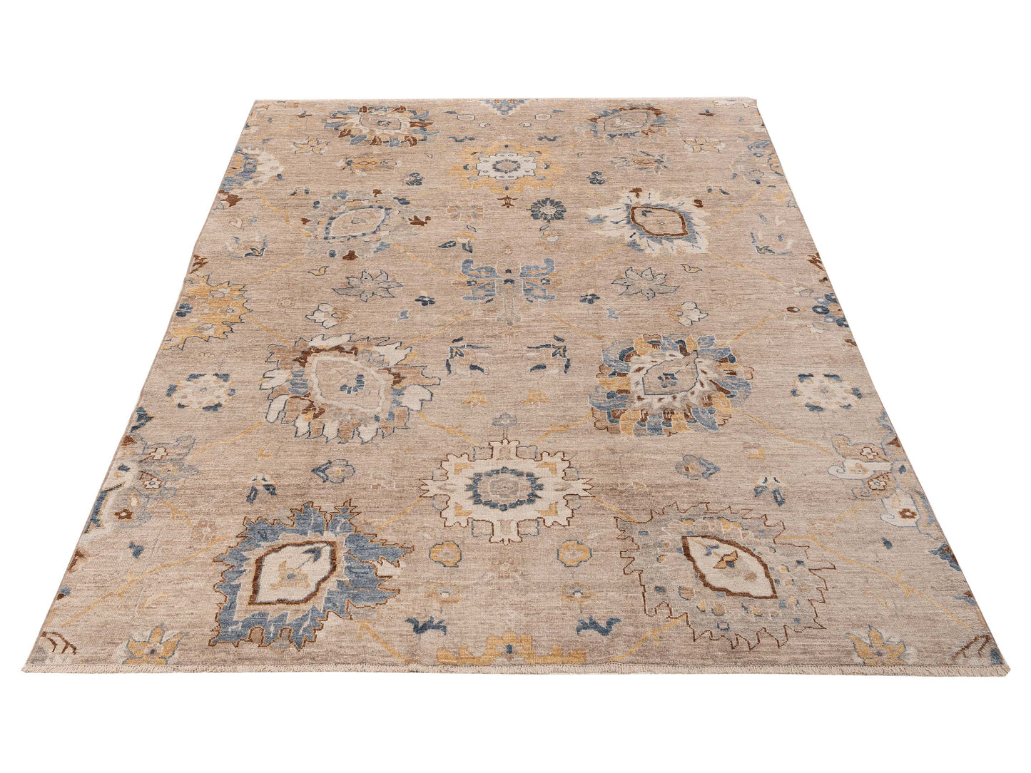 Angora Oushak 154418 Beige Beige 9x12.1 Hand Knotted Rug