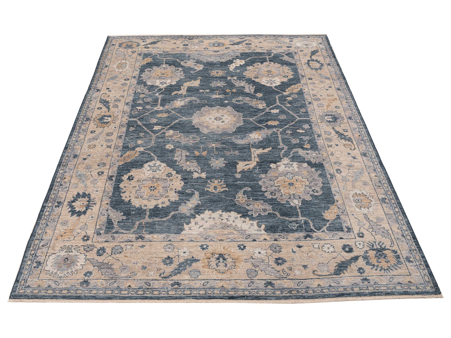 Angora Oushak 154423 Blue Ivory 10x13.5 Hand Knotted Rug