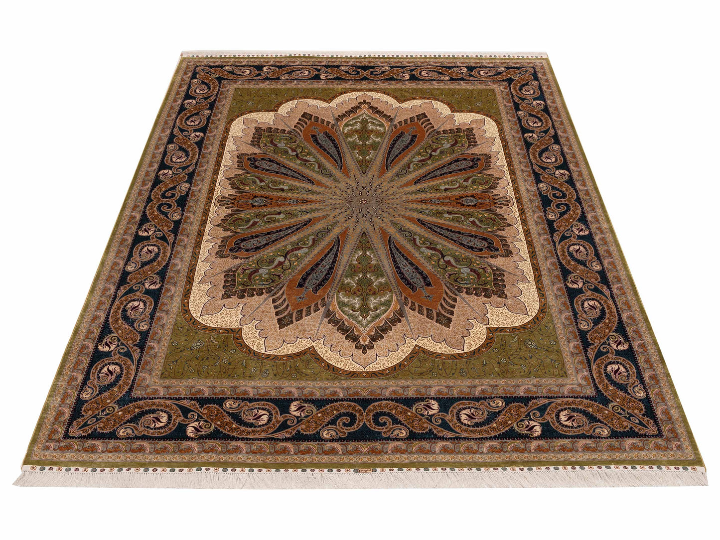 Elegance 154457 Green Blue 9.1x12.4 Hand Knotted Rug