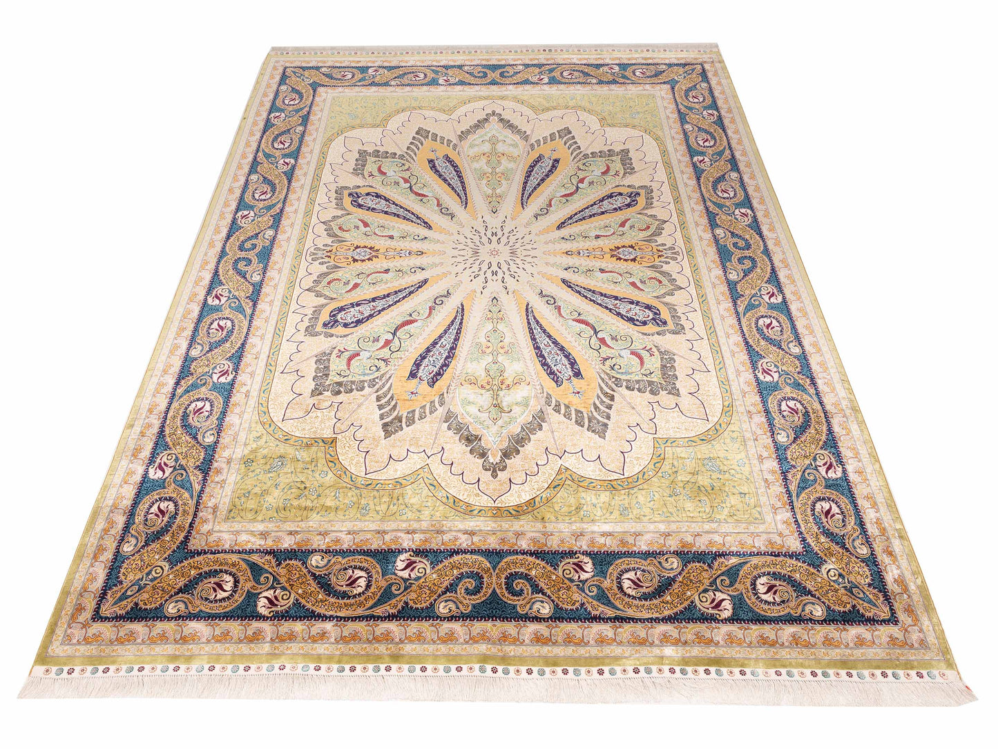 Elegance 154457 Green Blue 9.1x12.4 Hand Knotted Rug