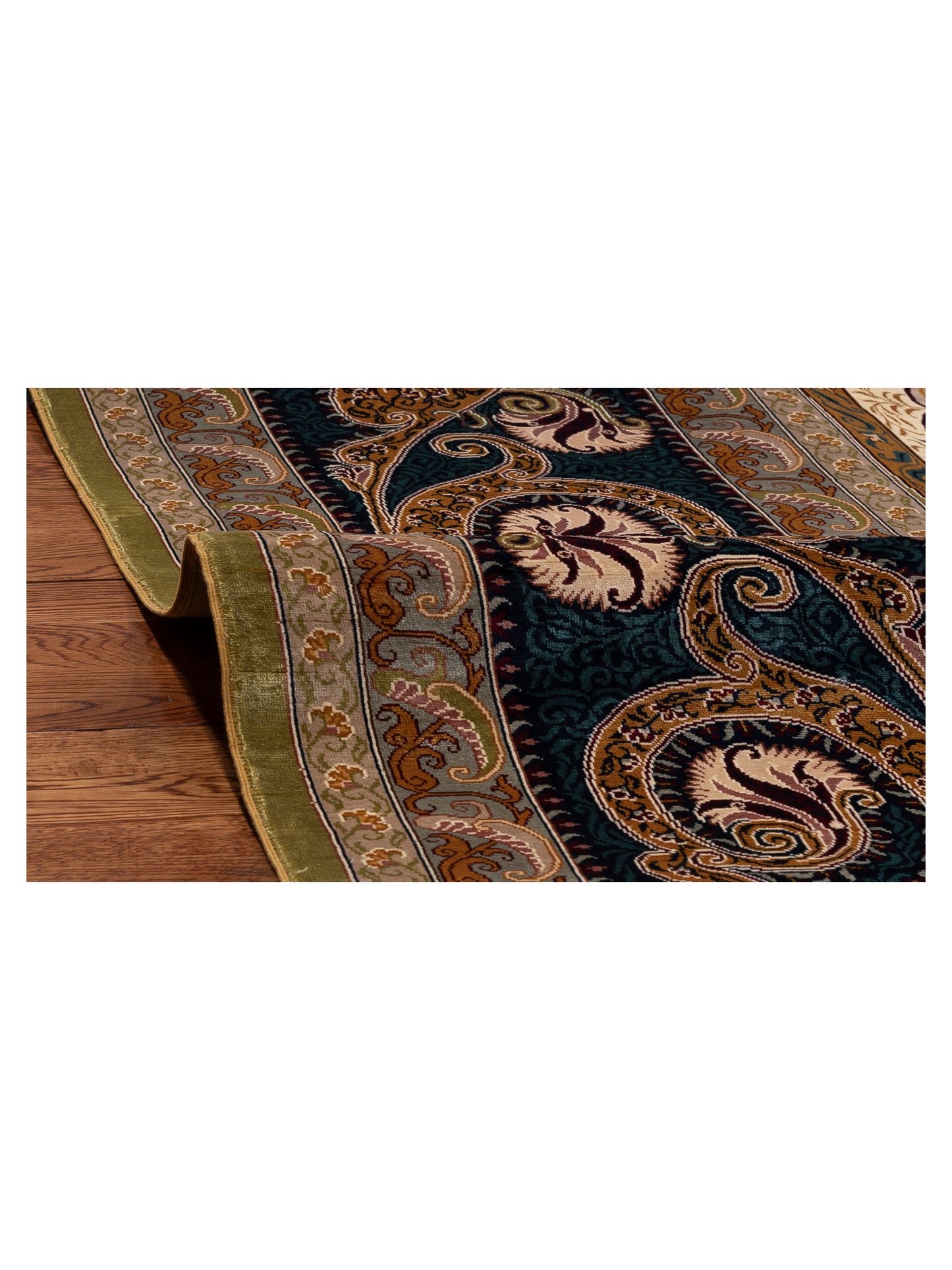 Elegance 154457 Green Blue 9.1x12.4 Hand Knotted Rug