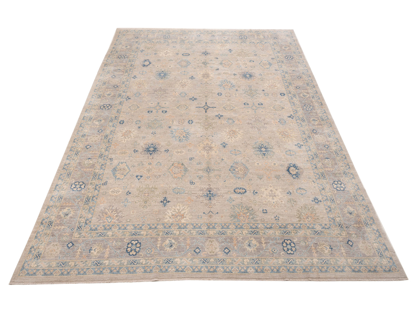 Anadol Oushak 154470 Light Gray Gray 13x17.8 Hand Knotted Rug