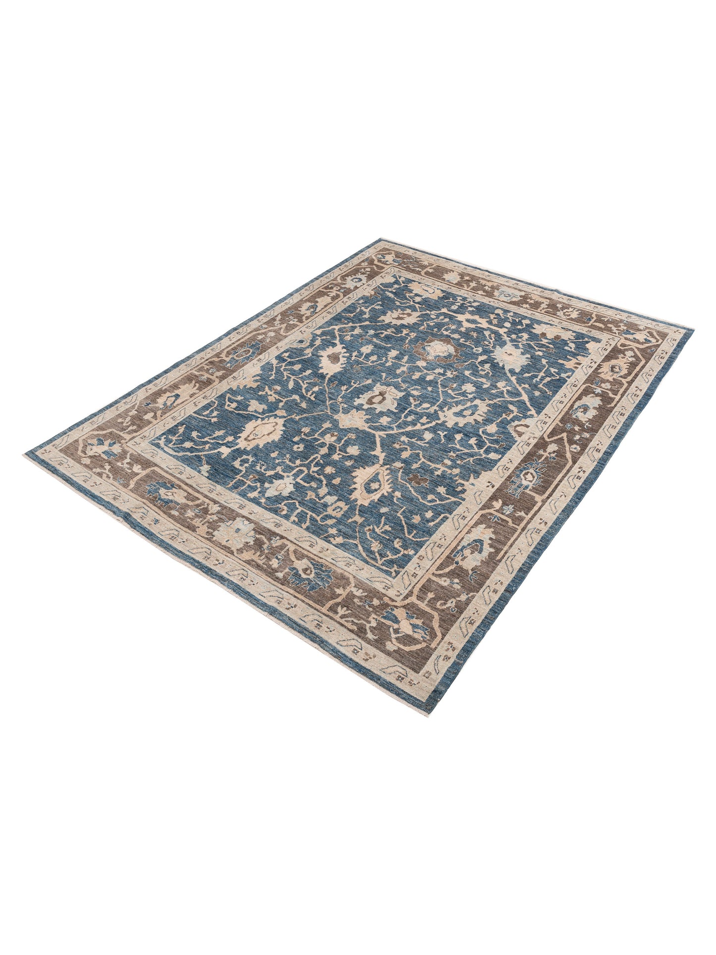 Anadol Oushak 154474 Navy Blue Brown 9.6x12 Hand Knotted Rug