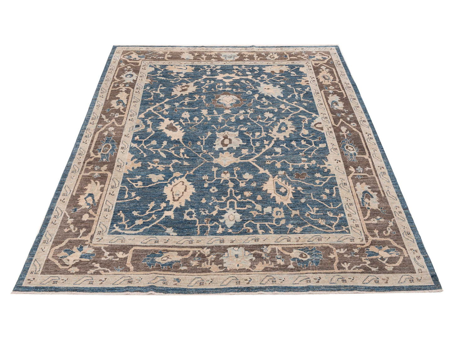 Anadol Oushak 154474 Navy Blue Brown 9.6x12 Hand Knotted Rug