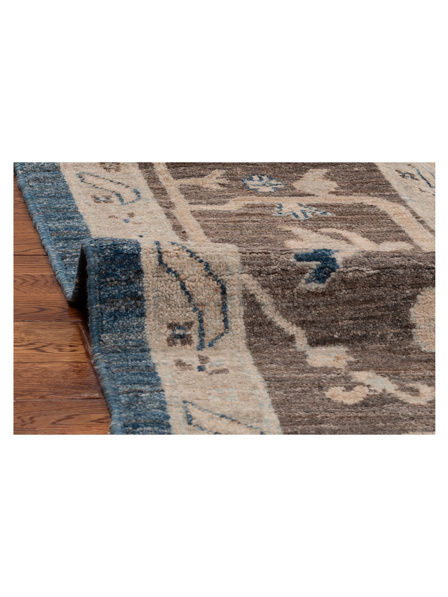 Anadol Oushak 154474 Navy Blue Brown 9.6x12 Hand Knotted Rug