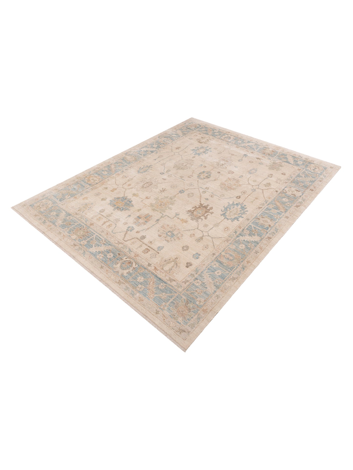 Anadol Oushak 154480 Beige Blue 9.4x12.1 Hand Knotted Rug