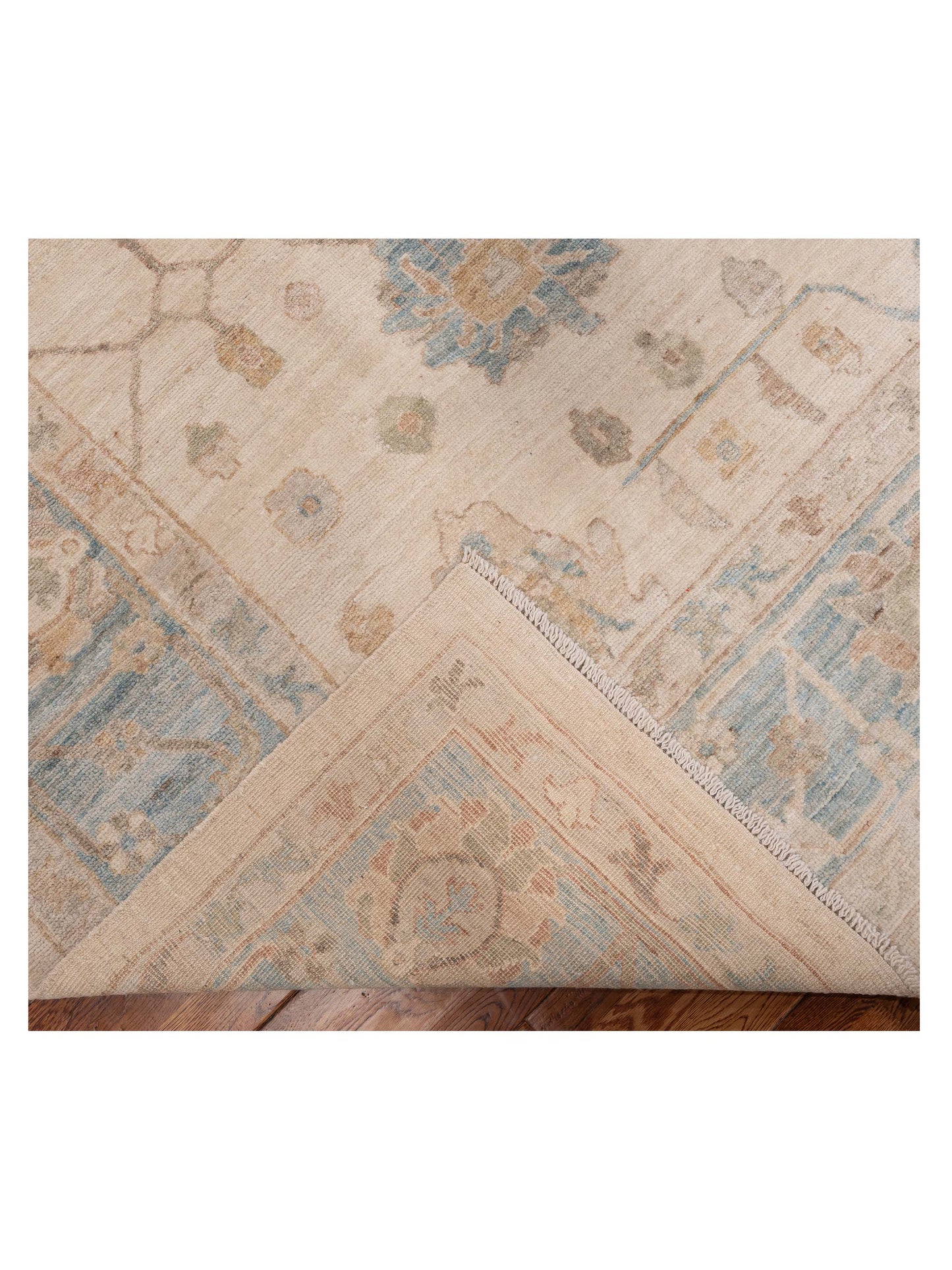 Anadol Oushak 154480 Beige Blue 9.4x12.1 Hand Knotted Rug